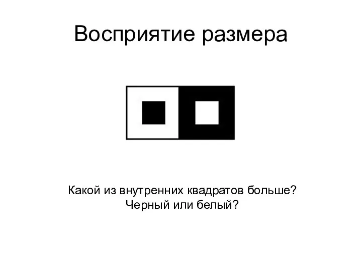 Восприятие размера Какой из внутренних квадратов больше? Черный или белый?