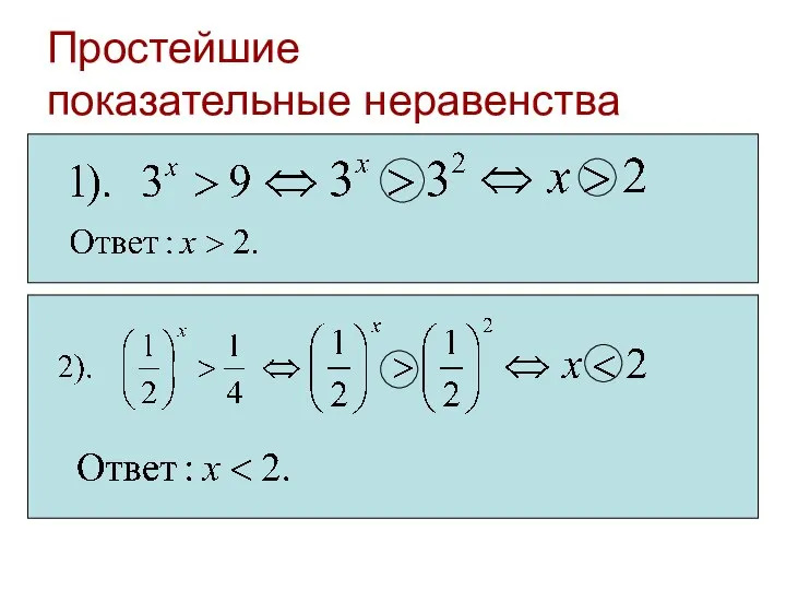 Простейшие показательные неравенства