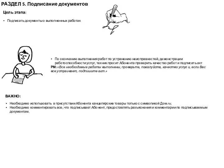 РАЗДЕЛ 5. Подписание документов Цель этапа: Подписать документы о выполненных работах По