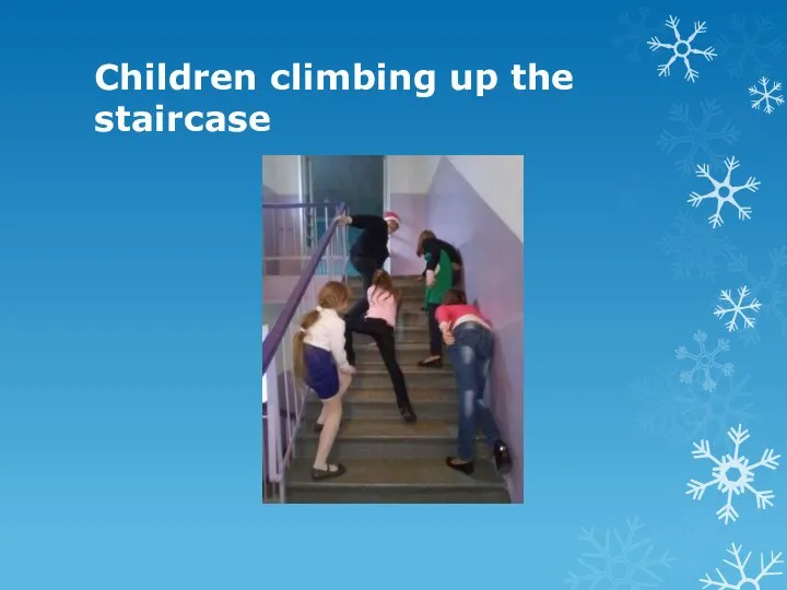 Children climbing up the staircase