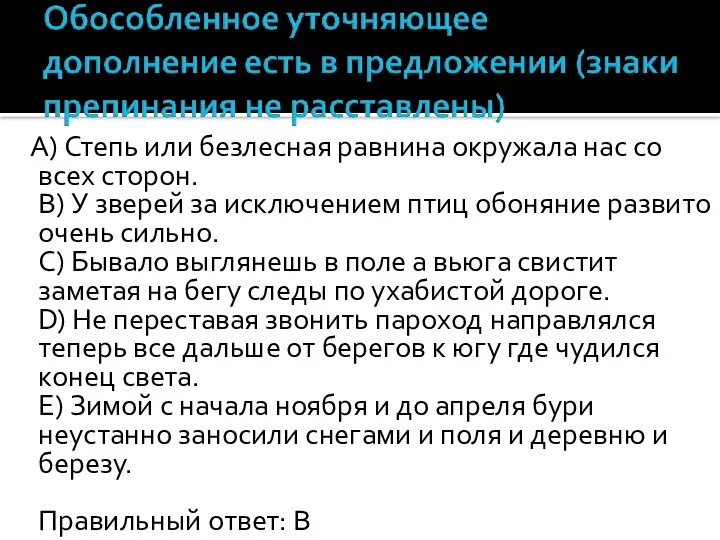 A) Степь или безлесная равнина окружала нас со всех сторон. B) У