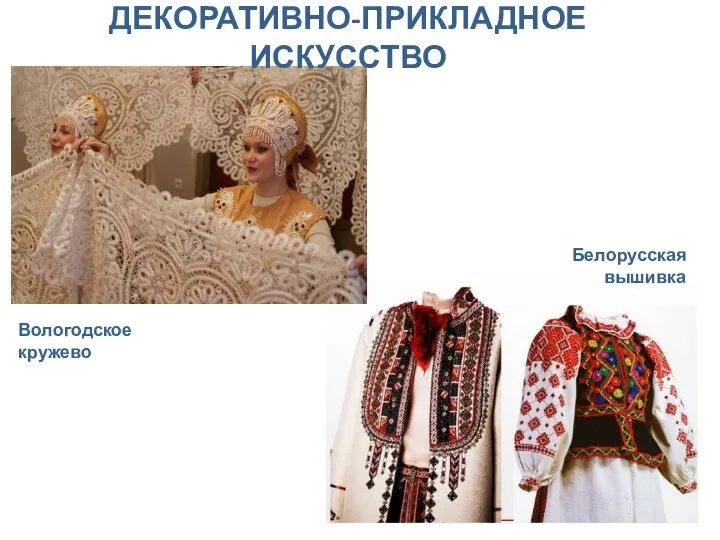 ДЕКОРАТИВНО-ПРИКЛАДНОЕ ИСКУССТВО Вологодское кружево Белорусская вышивка
