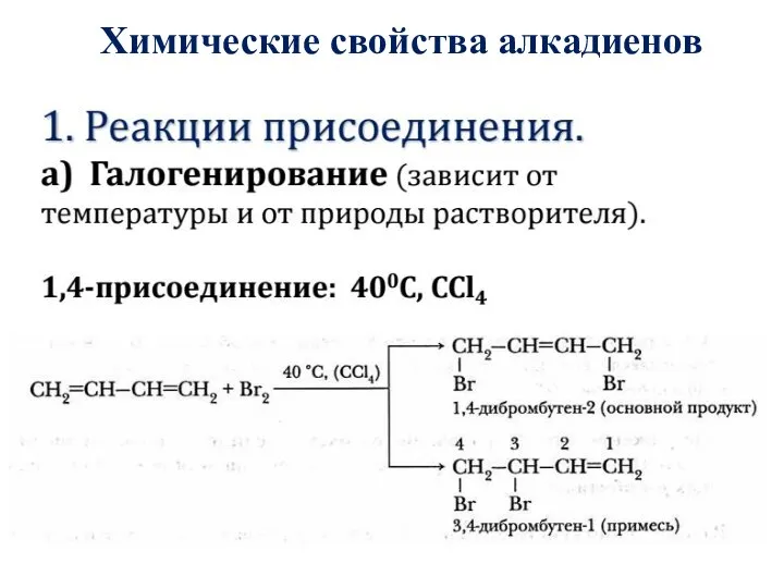 Химические свойства алкадиенов