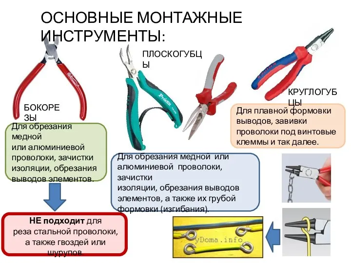 Для плавной формовки выводов, завивки проволоки под винтовые клеммы и так далее.