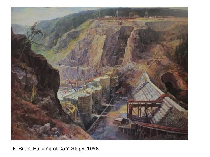 F. Bílek, Building of Dam Slapy, 1958