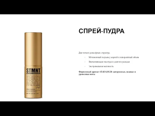 СПРЕЙ-ПУДРА Для четких рельефных структур. Мгновенный подъем у корней и невероятный объем