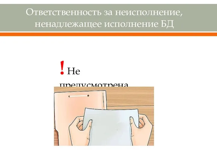 Ответственность за неисполнение, ненадлежащее исполнение БД ! Не предусмотрена