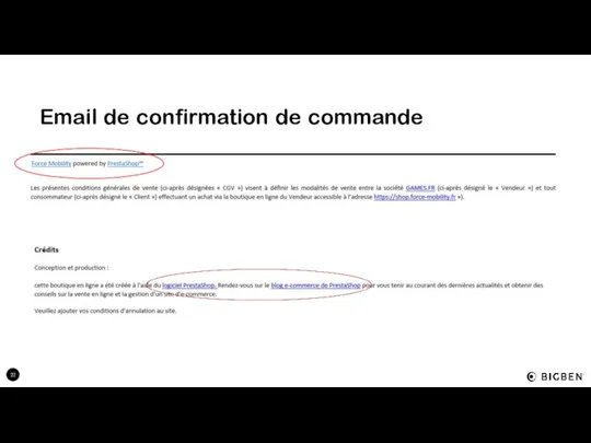 Email de confirmation de commande