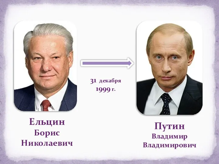 Ельцин Борис Николаевич Путин Владимир Владимирович 31 декабря 1999 г.