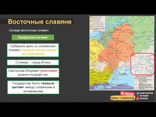 Восточные славяне Соседи восточных славян: Хазарский каганат Собирали дань со славянских племен