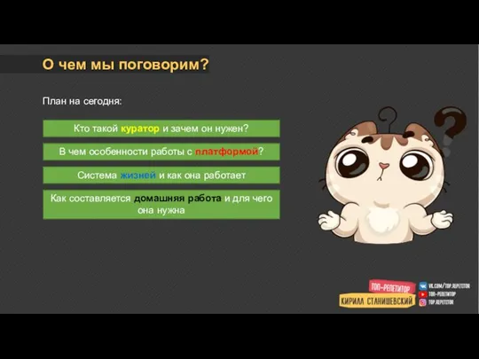 О чем мы поговорим? План на сегодня: Кто такой куратор и зачем