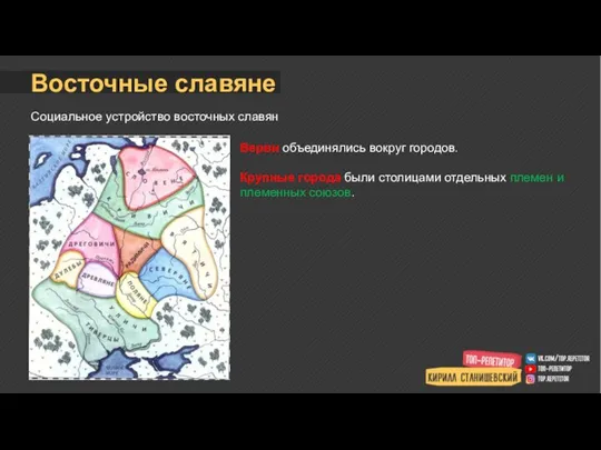 Восточные славяне Социальное устройство восточных славян Верви объединялись вокруг городов. Крупные города