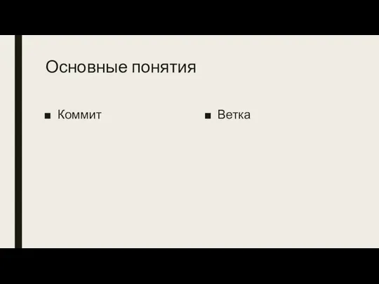 Основные понятия Коммит Ветка