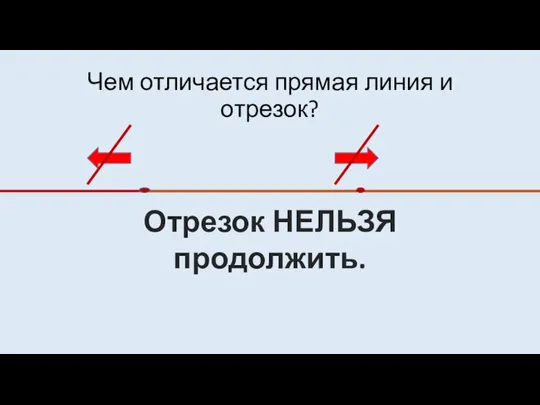 Чем отличается прямая линия и отрезок? Отрезок НЕЛЬЗЯ продолжить.