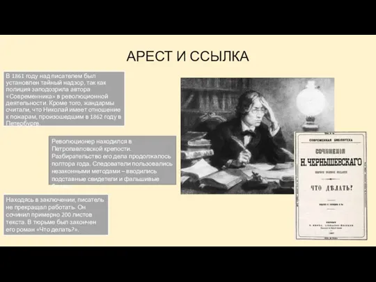 АРЕСТ И ССЫЛКА В 1861 году над писателем был установлен тайный надзор,