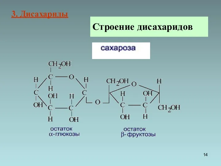 Строение дисахаридов 3. Дисахариды