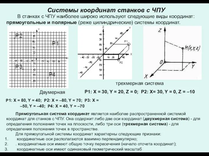 Системы координат станков с ЧПУ В станках с ЧПУ наиболее широко используют