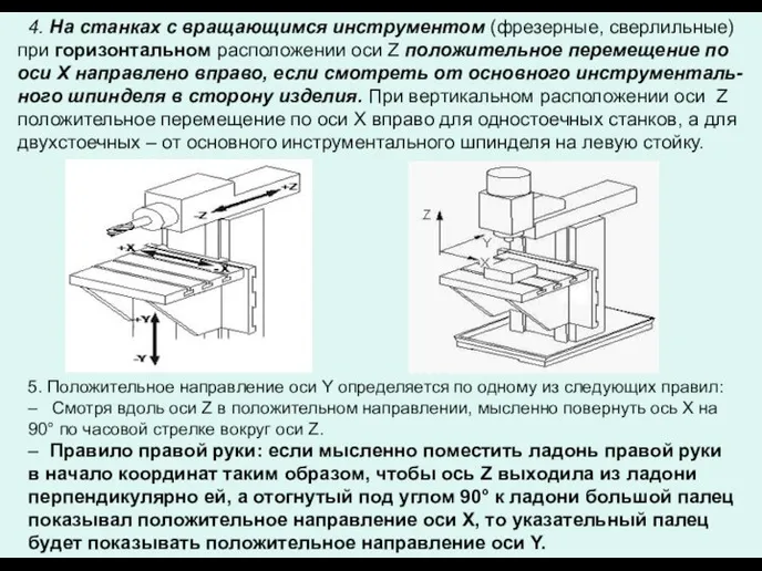 5. Положительное направление оси Y определяется по одному из следующих правил: –