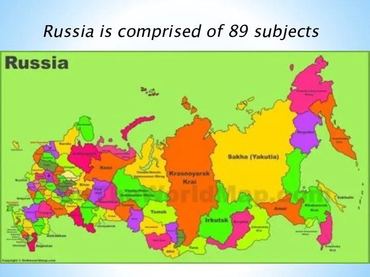 Russia is comprised of 89 subjects