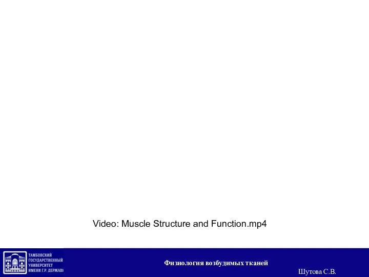 Video: Muscle Structure and Function.mp4 Физиология возбудимых тканей Шутова С.В.