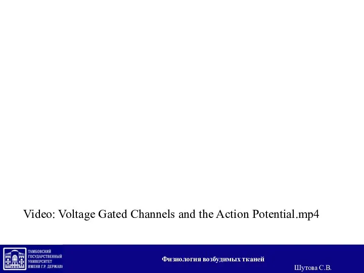 Video: Voltage Gated Channels and the Action Potential.mp4 Физиология возбудимых тканей Шутова С.В.