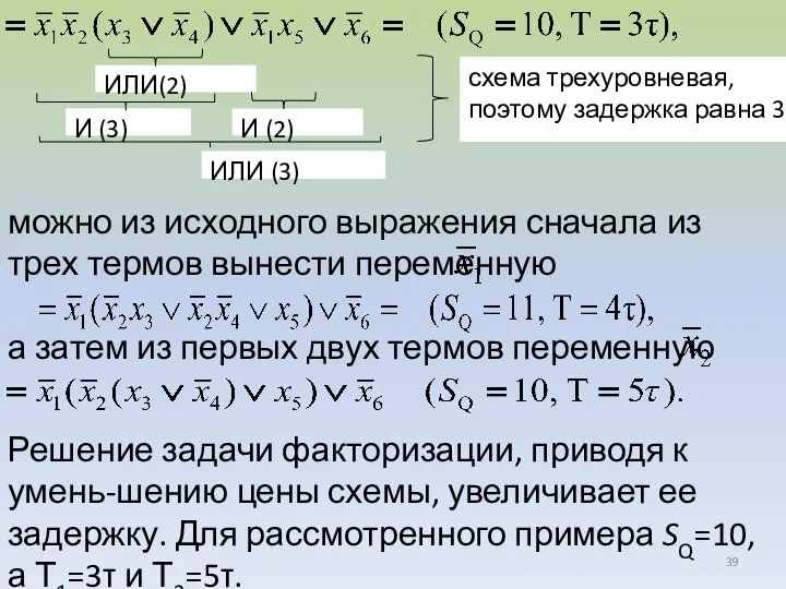 можно из исходного выражения сначала из трех термов вынести переменную а затем