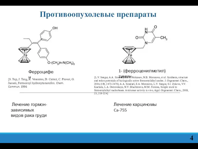 Противоопухолевые препараты Ферроцифен [S. Top, J. Tang, A. Vessieres, D. Carrez, С.