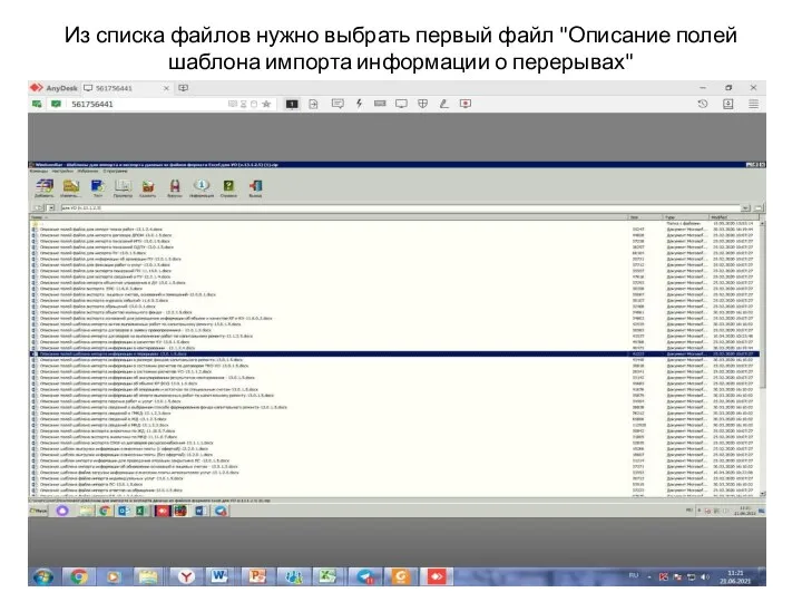 Из списка файлов нужно выбрать первый файл "Описание полей шаблона импорта информации о перерывах"