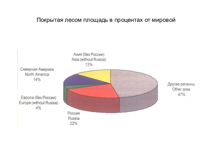 Покрытая лесом площадь в процентах от мировой