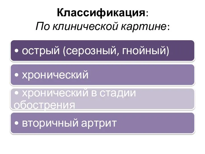 Классификация: По клинической картине: