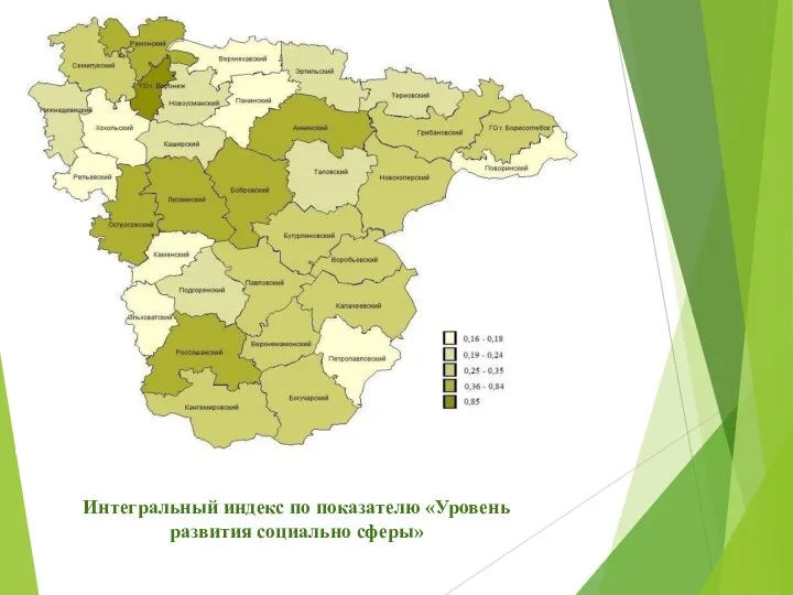 Интегральный индекс по показателю «Уровень развития социально сферы»