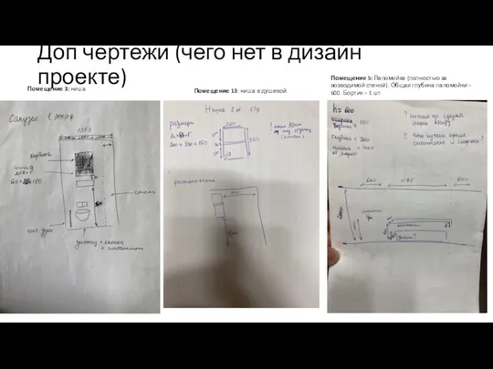 Доп чертежи (чего нет в дизайн проекте) Помещение 3: ниша Помещение 13: