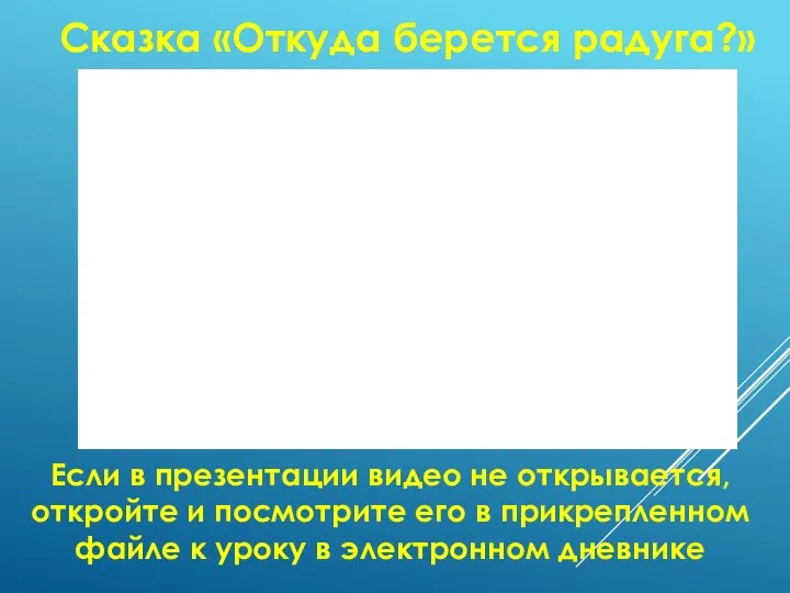 Сказка «Откуда берется радуга?» Если в презентации видео не открывается, откройте и