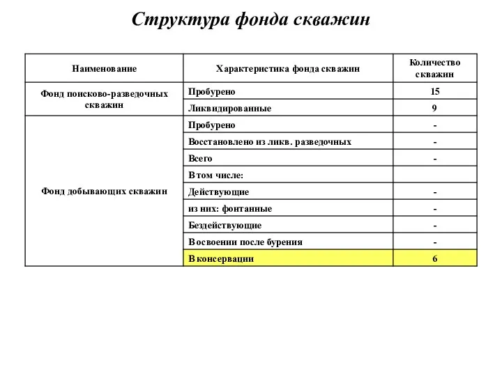 Структура фонда скважин