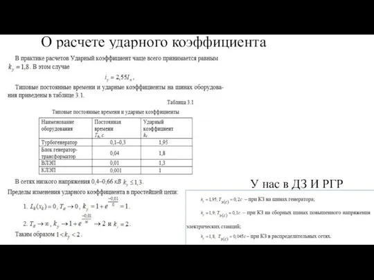 О расчете ударного коэффициента У нас в ДЗ И РГР