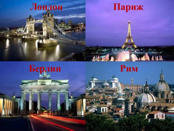 Крупнейшие города Лондон Париж Берлин Рим