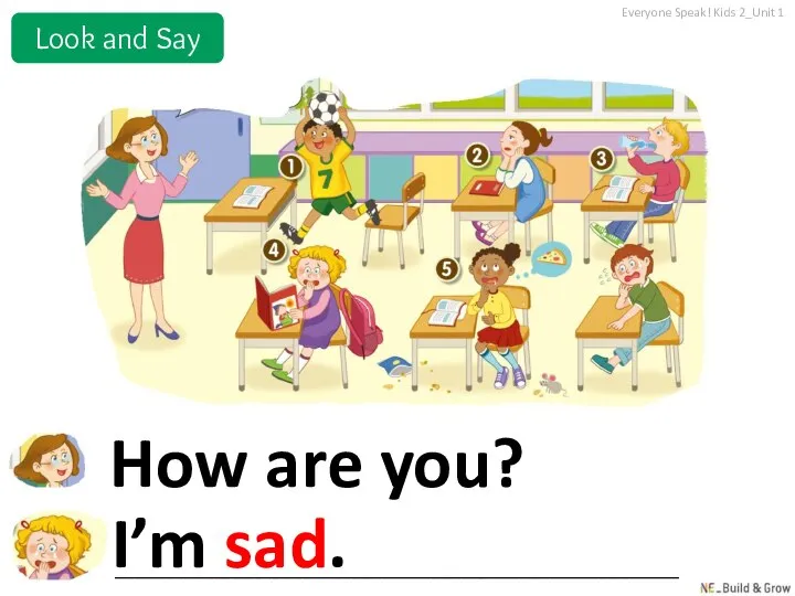 I’m sad. How are you? _________________________________________________________ Everyone Speak! Kids 2_Unit 1