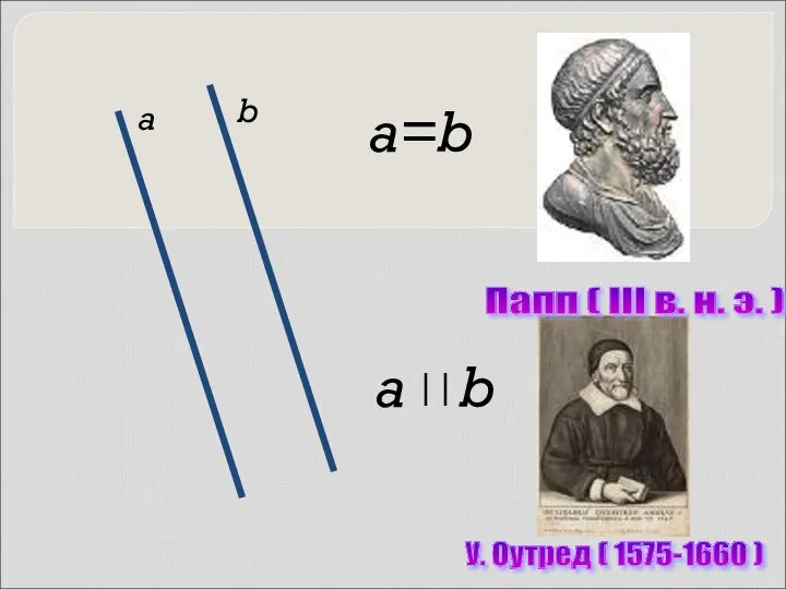 a b a b a=b У. Оутред ( 1575-1660 ) Папп (