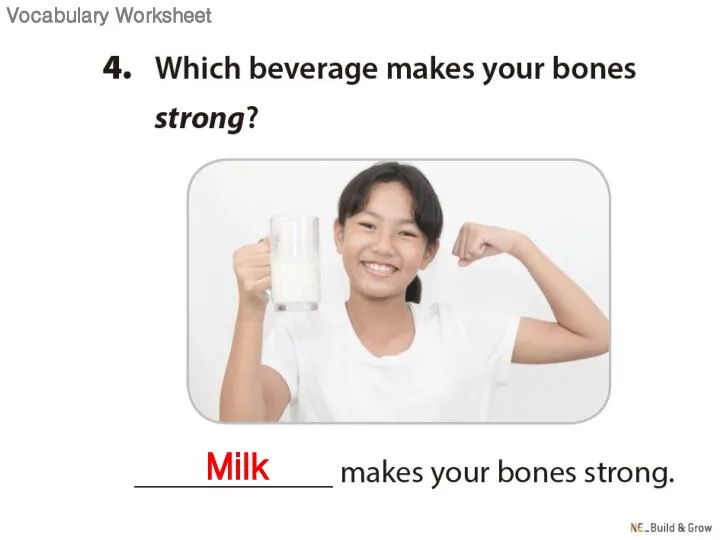 Milk Vocabulary Worksheet
