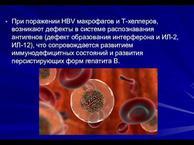 При поражении HBV макрофагов и Т-хелперов, возникают дефекты в системе распознавания антигенов