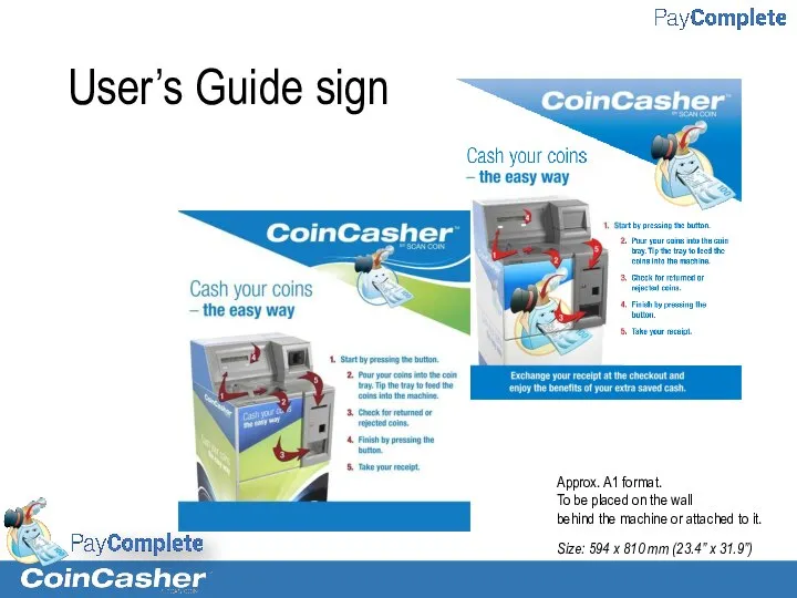 User’s Guide sign Size: 594 x 810 mm (23.4” x 31.9”) Approx.