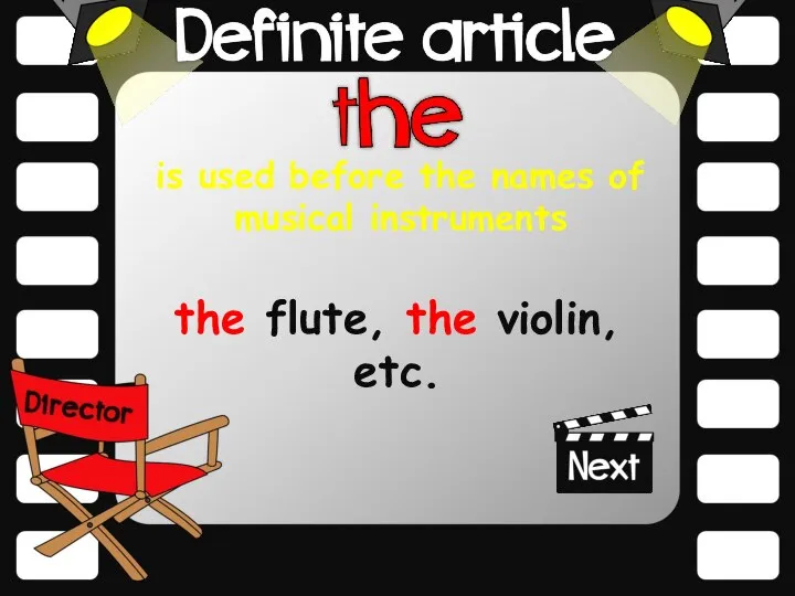 is used before the names of musical instruments the flute, the violin, etc.