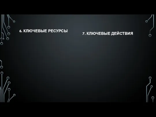 6. КЛЮЧЕВЫЕ РЕСУРСЫ 7. КЛЮЧЕВЫЕ ДЕЙСТВИЯ