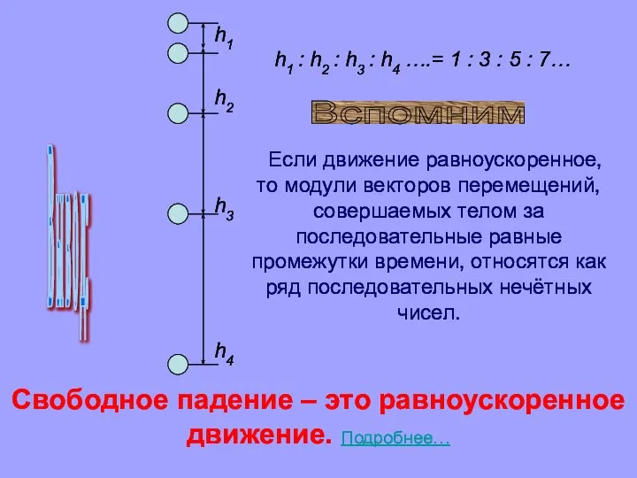 Свободное падение – это равноускоренное движение. Подробнее… В ы в о д: