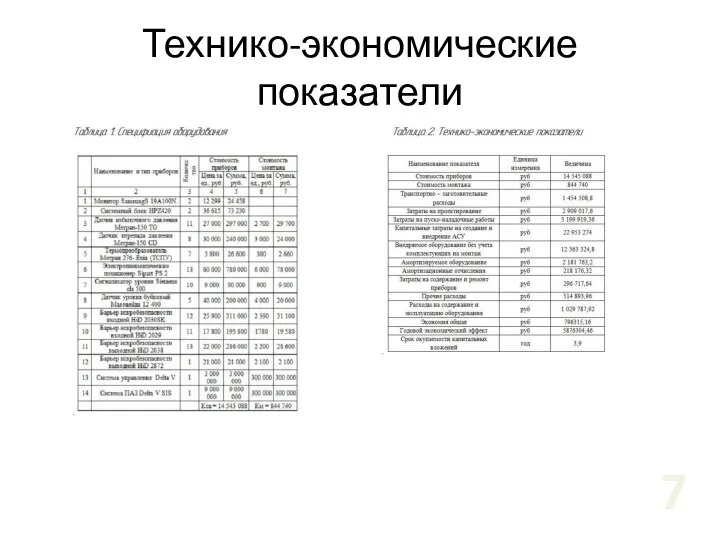 Технико-экономические показатели 7