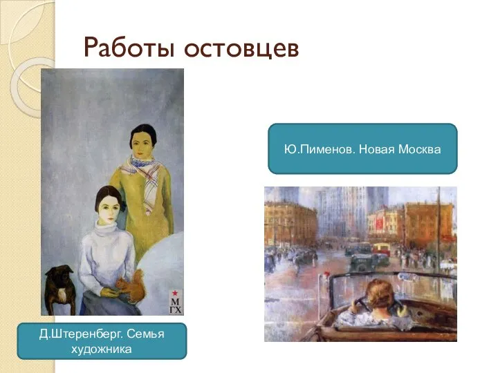 Работы остовцев Ю.Пименов. Новая Москва Д.Штеренберг. Семья художника