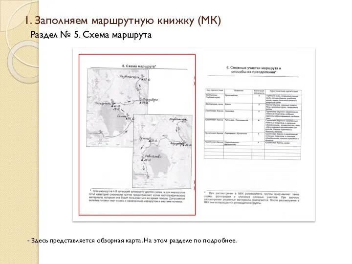 1. Заполняем маршрутную книжку (МК) - Здесь представляется обзорная карта. На этом