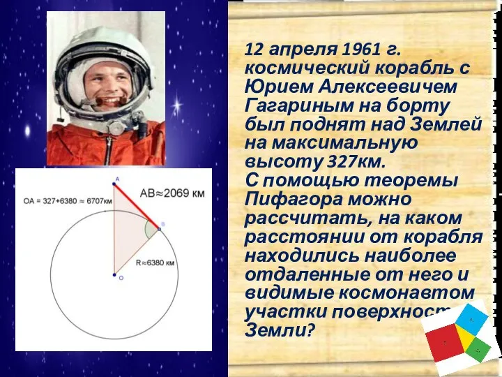 12 апреля 1961 г. космический корабль с Юрием Алексеевичем Гагариным на борту