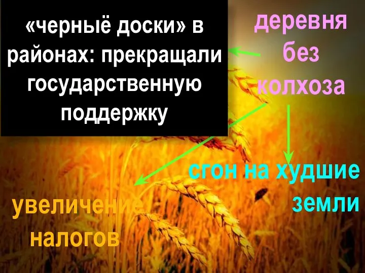 IV этап деревня без колхоза «черныё доски» в районах: прекращали государственную поддержку