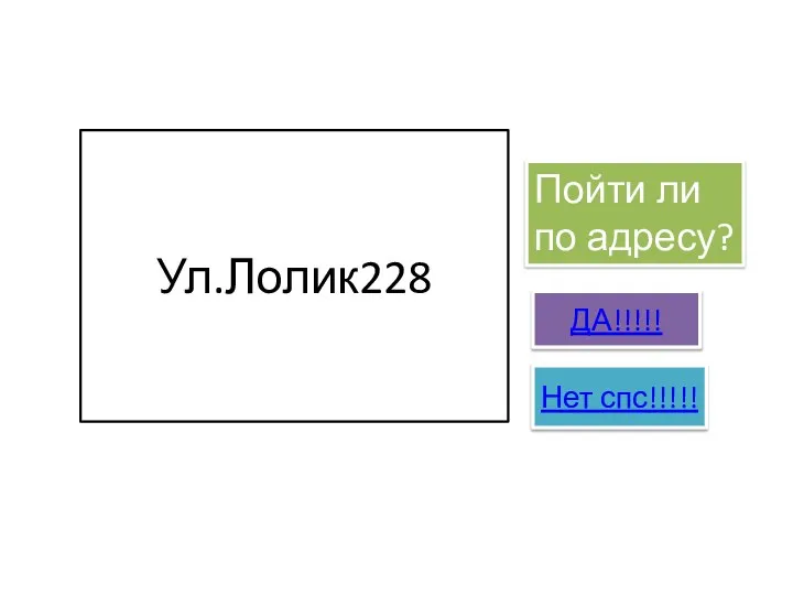 Ул.Лолик228 Пойти ли по адресу? ДА!!!!! Нет спс!!!!!